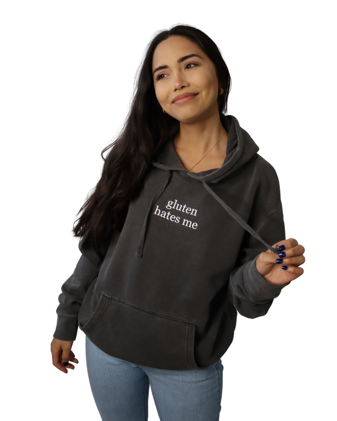 SALE | "gluten hates me" - hoodie (pigment black)