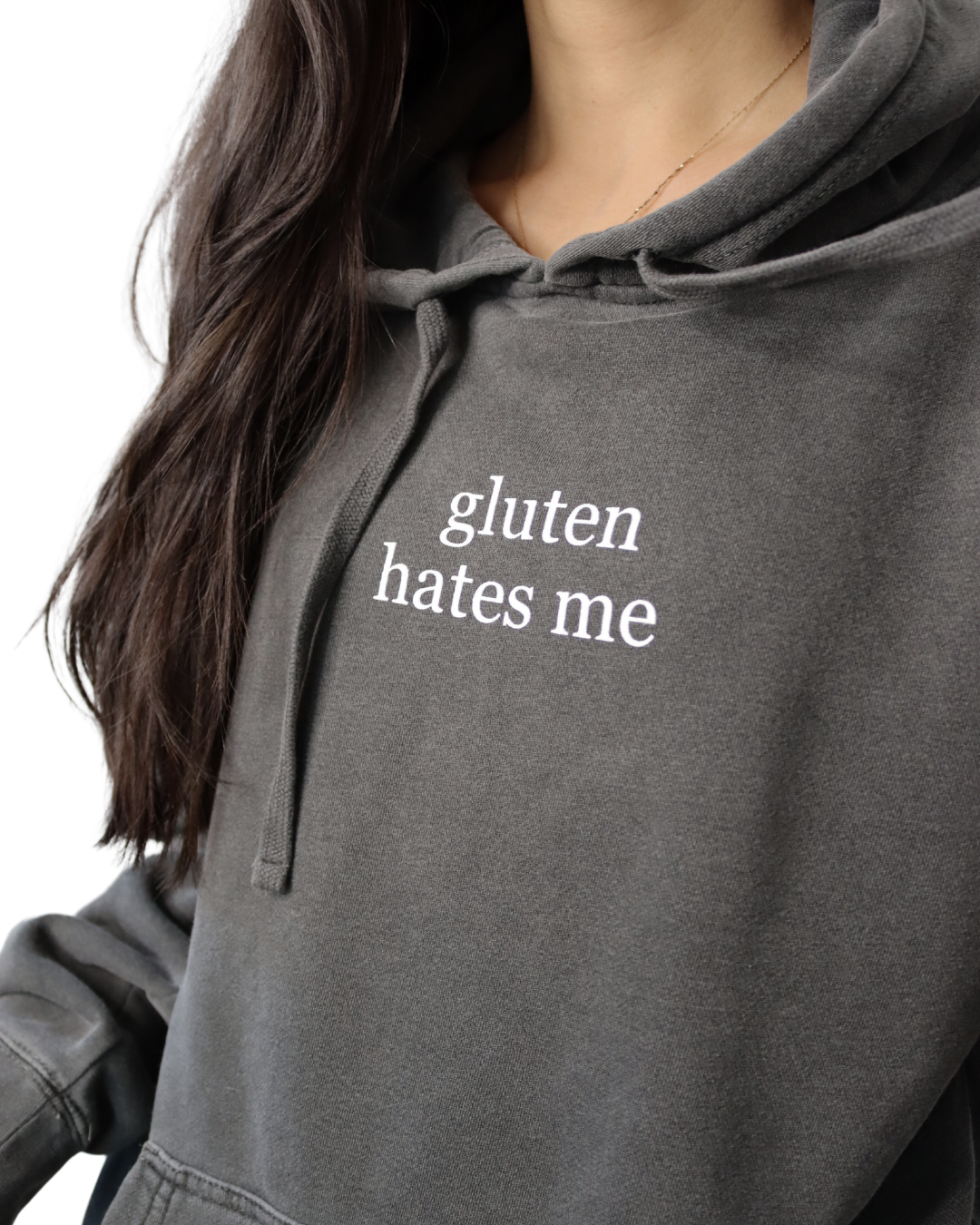 SALE | "gluten hates me" - hoodie (pigment black)