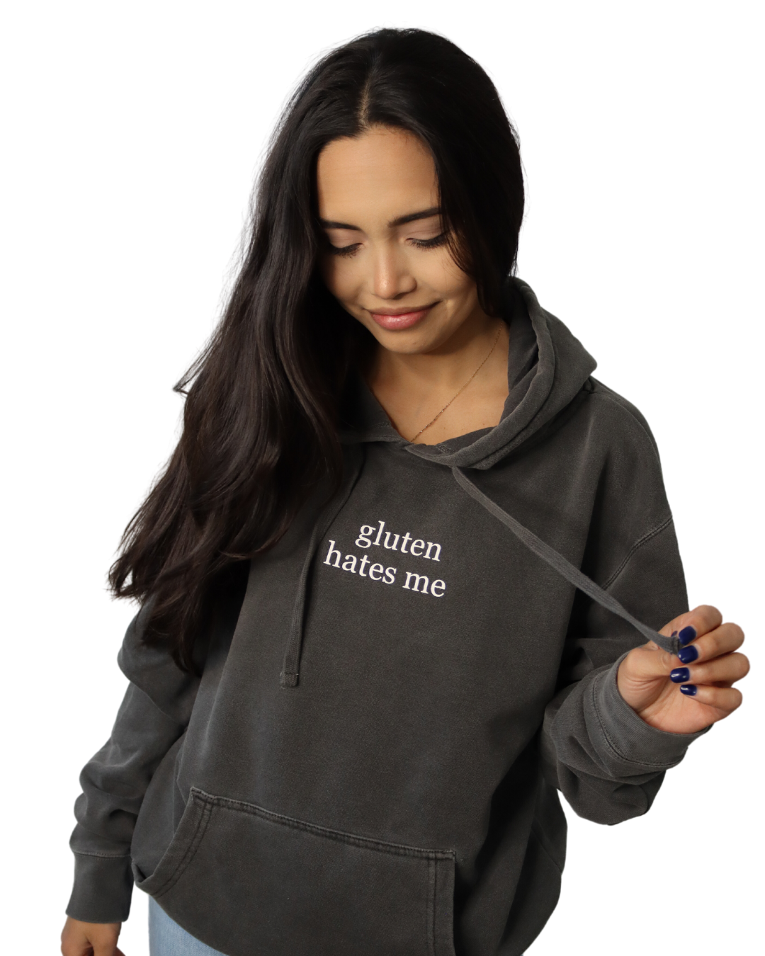 SALE | "gluten hates me" - hoodie (pigment black)