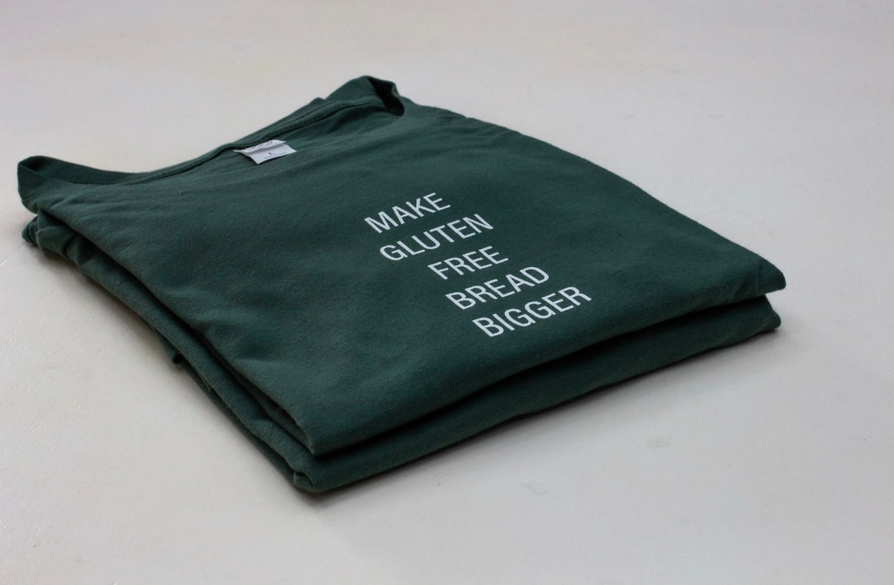 "Make Gluten Free Bread Bigger" Short sleeve T-Shirt (Pine Green)