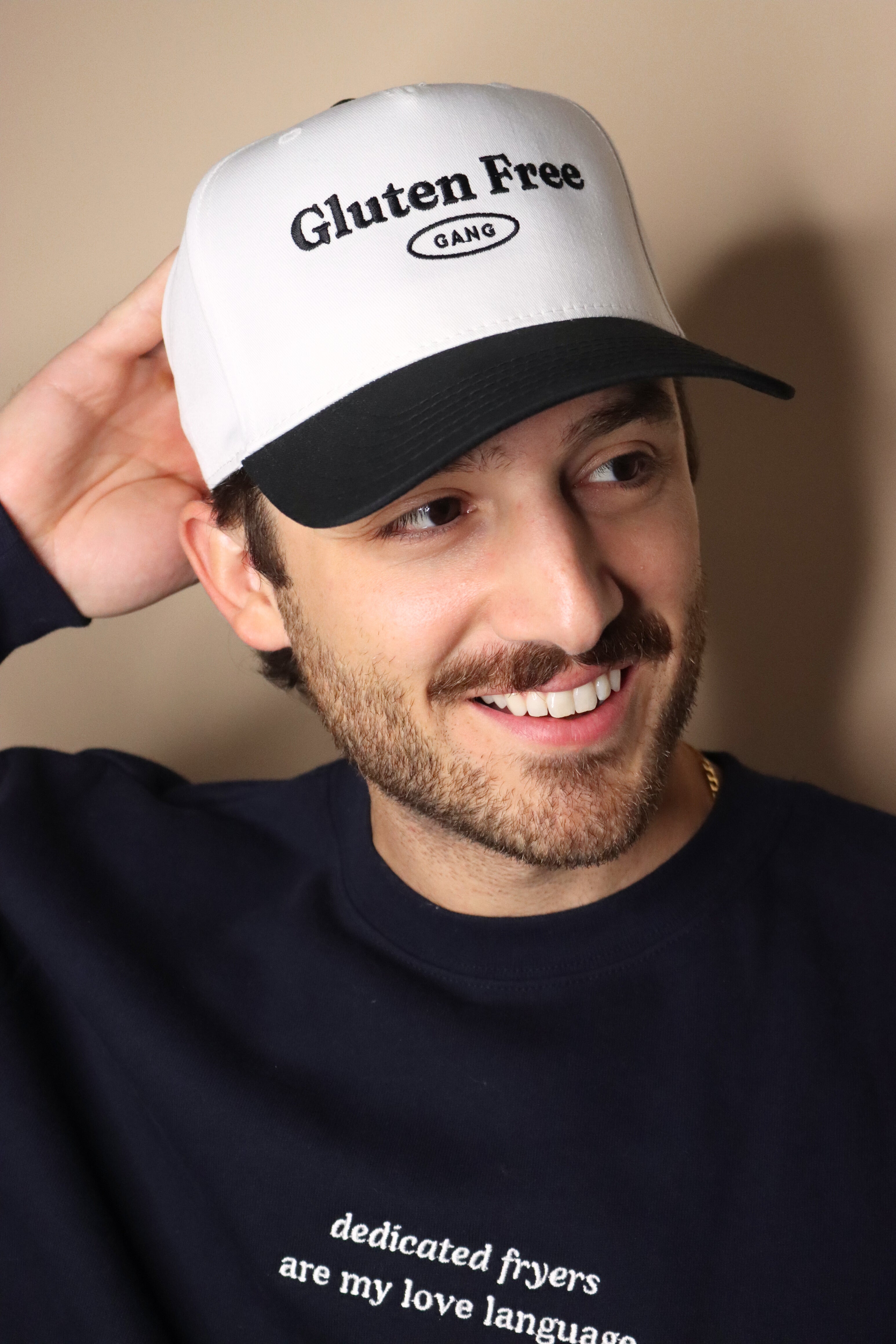 "gluten free gang" snapback hat - black/white