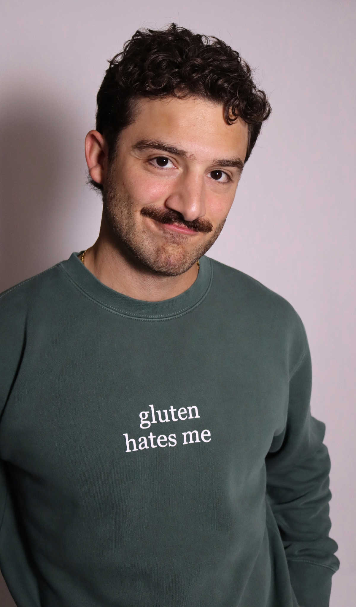PRE-ORDER | "gluten hates me" crewneck- alpine green