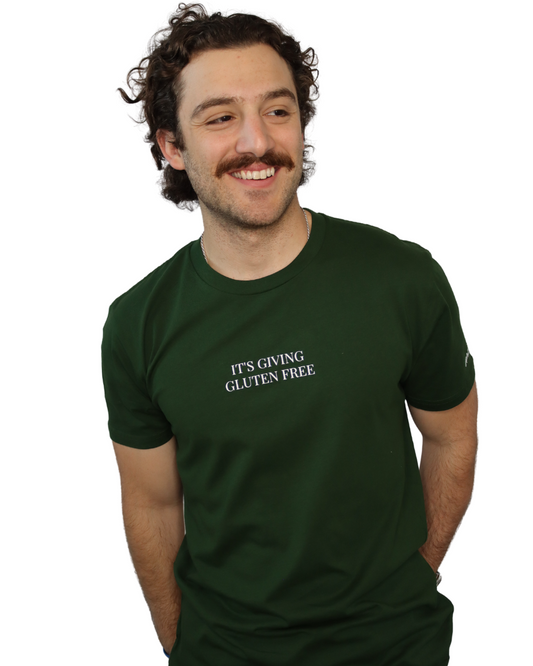 SALE | "it's giving gluten free" - short sleeve t-shirt (forest green)