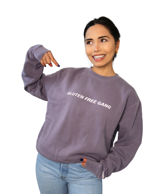 SALE | "gluten free gang" - crewneck (pigment plum)