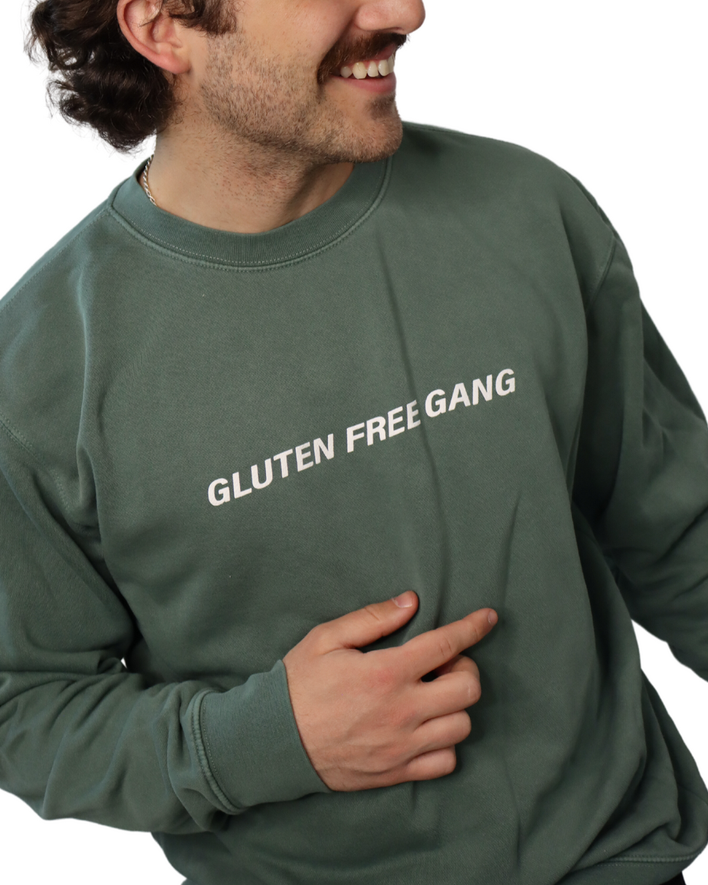 SALE | "gluten free gang" crewneck - alpine green