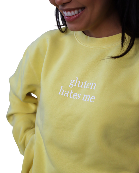 SALE | "gluten hates me" Crewneck Sweatshirt (Pigment Yellow)