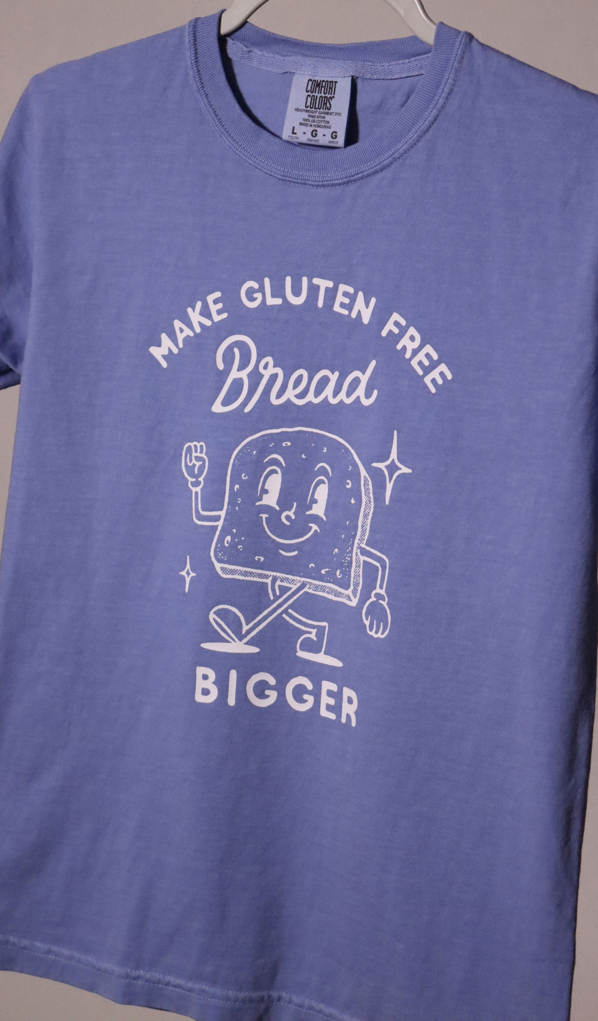 PRE-ORDER | YOUTH "make gluten free bread bigger" tee - washed denim