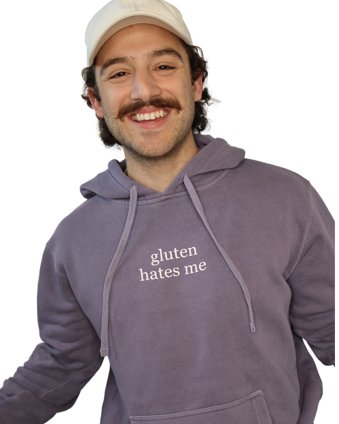 "gluten hates me" Hoodie (Pigment Plum)
