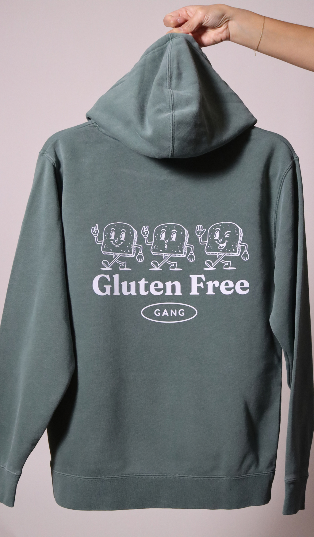 PRE-ORDER | YOUTH "gluten free gang" hoodie - pigment alpine green