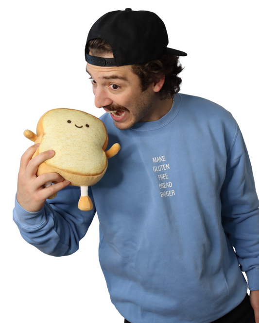 SALE | "make gluten free bread bigger" - crewneck (Pigment Light Blue)