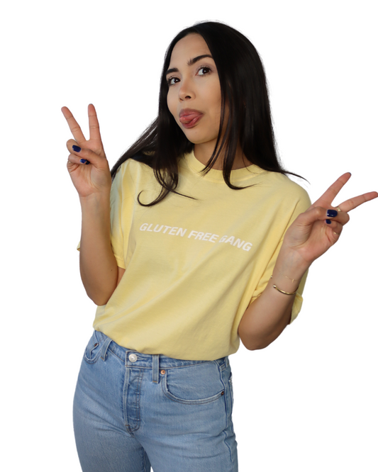 SALE | "gluten free gang" - short sleeve t-shirt (butter yellow)