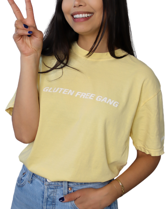 SALE | "gluten free gang" - short sleeve t-shirt (butter yellow)