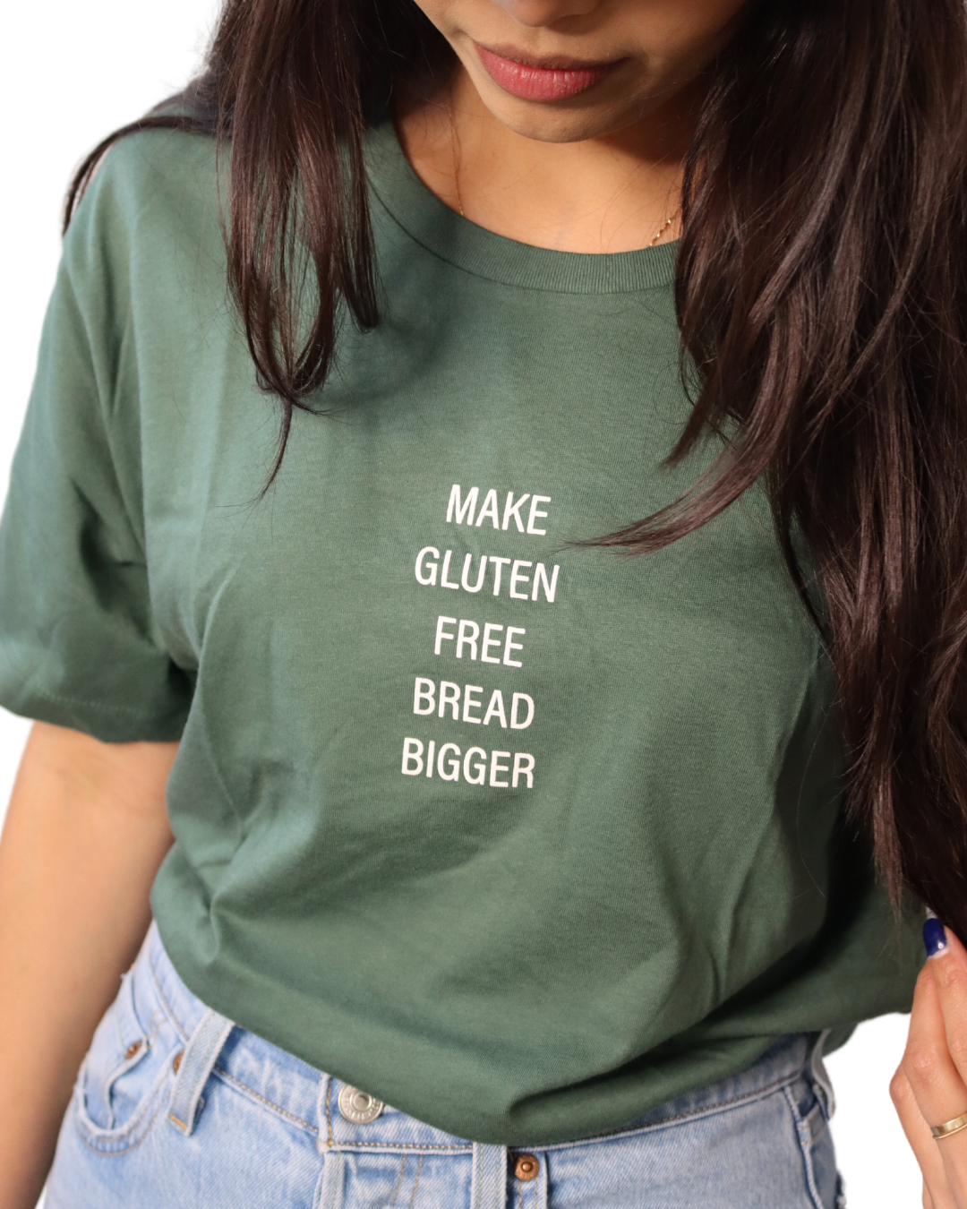 "Make Gluten Free Bread Bigger" Short sleeve T-Shirt (Pine Green)