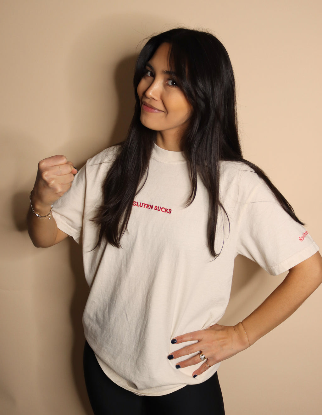 SALE | "gluten sucks" embroidered tee - ivory