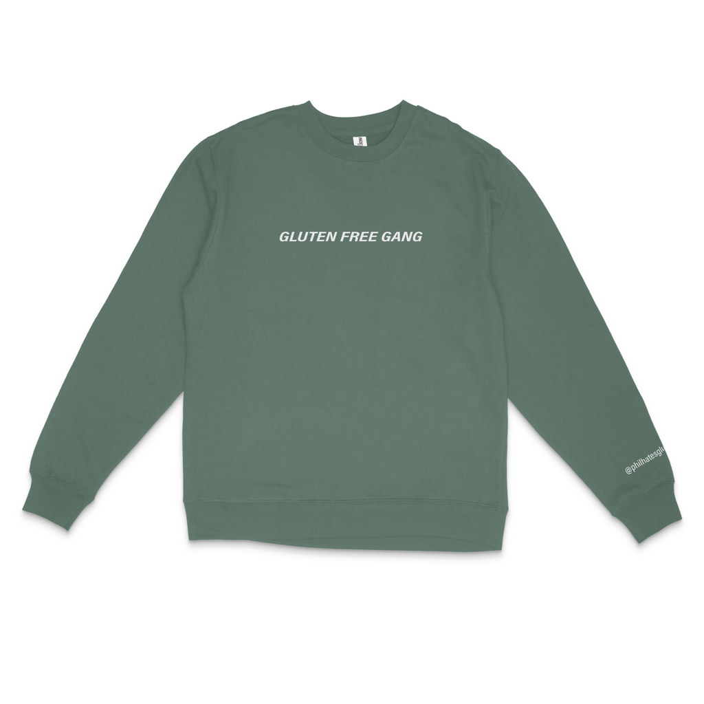 SALE | "gluten free gang" crewneck - alpine green