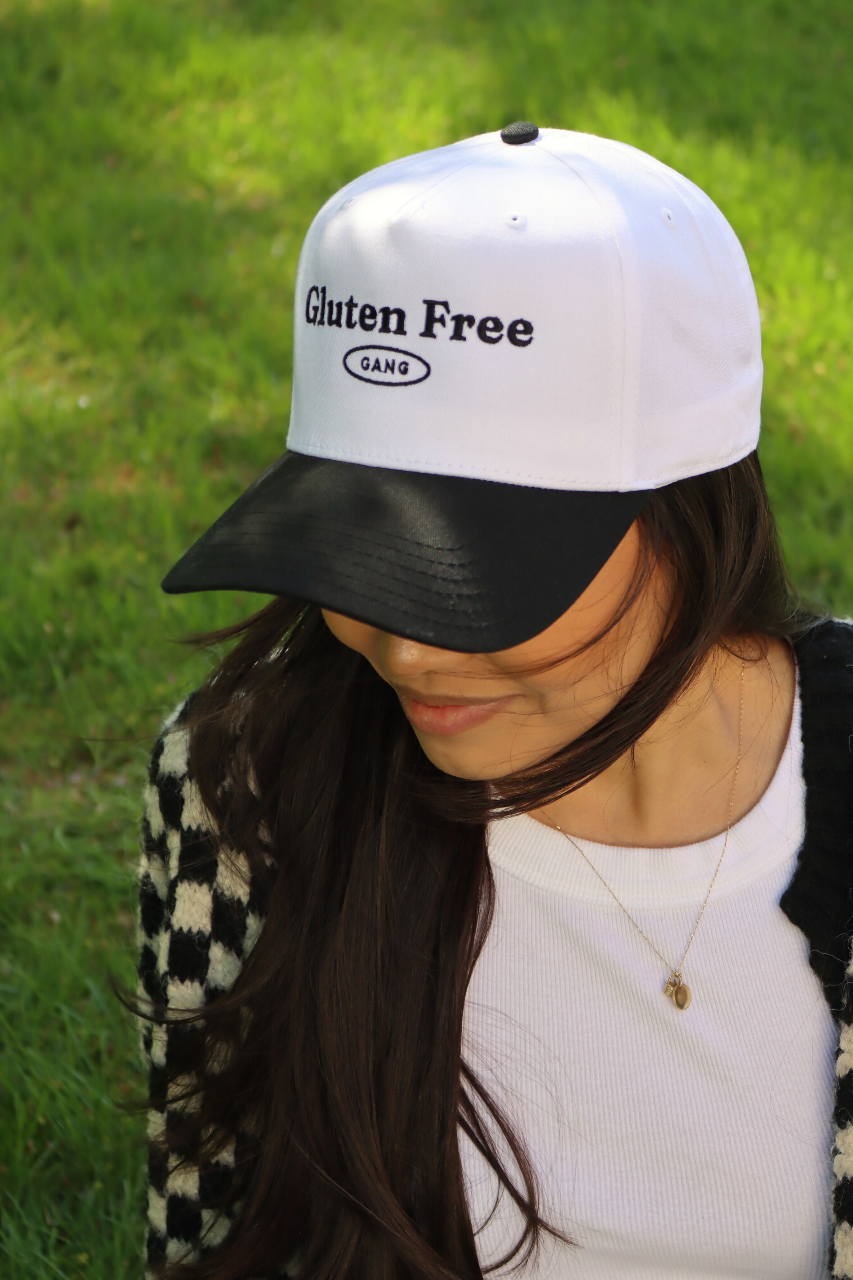 "gluten free gang" snapback hat - black/white