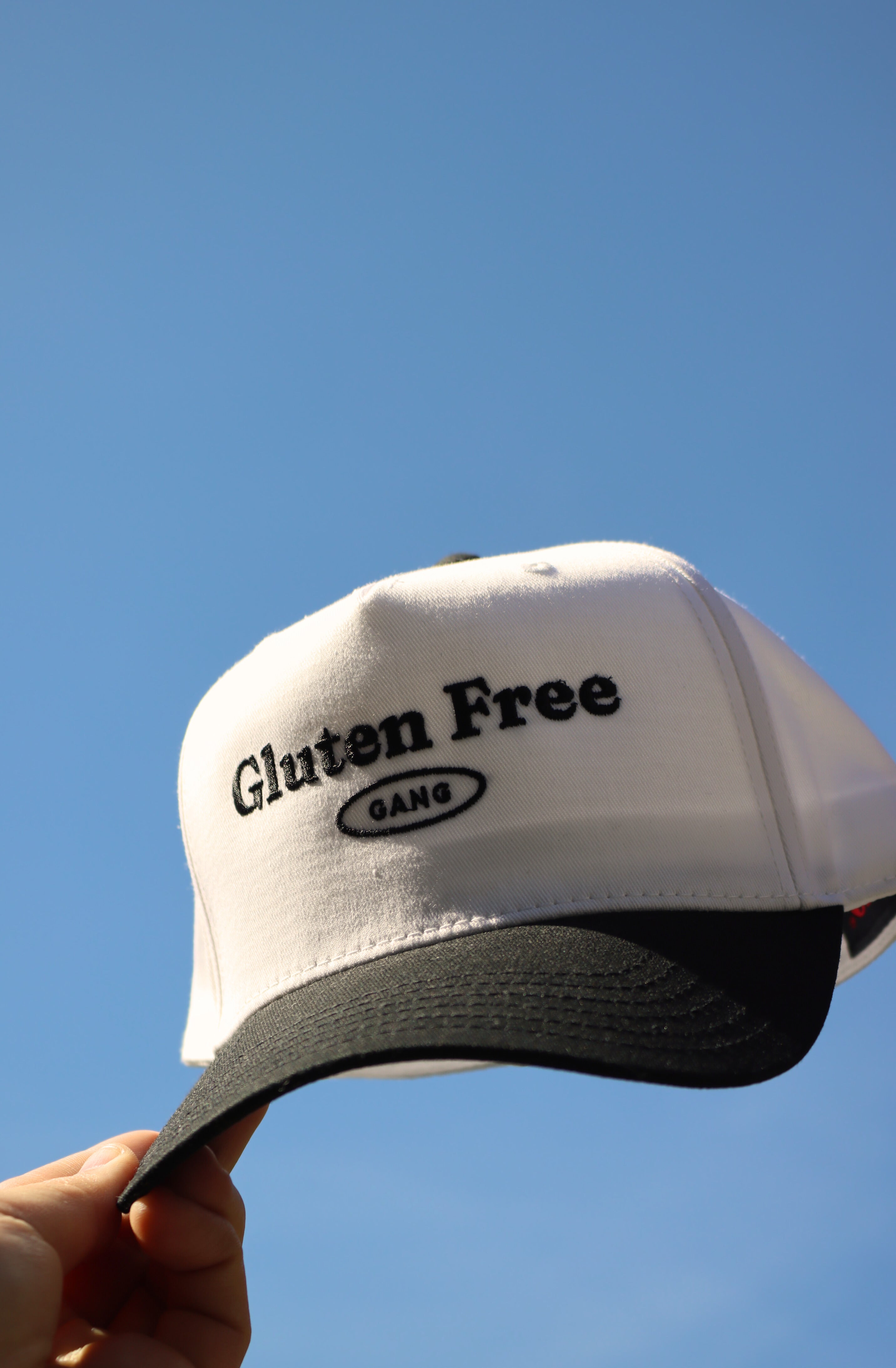 "gluten free gang" snapback hat - black/white