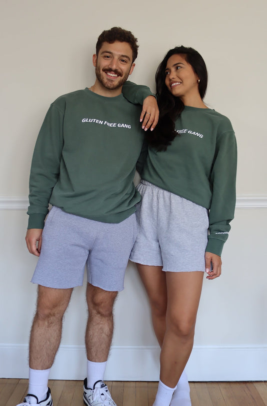 SALE | "gluten free gang" - crewneck (pigment alpine green)