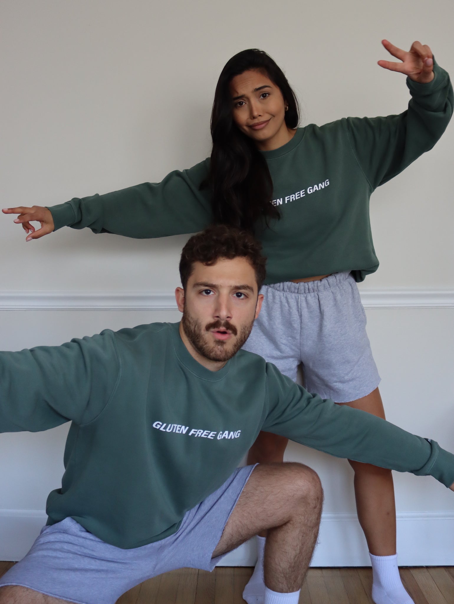 SALE | "gluten free gang" crewneck - alpine green