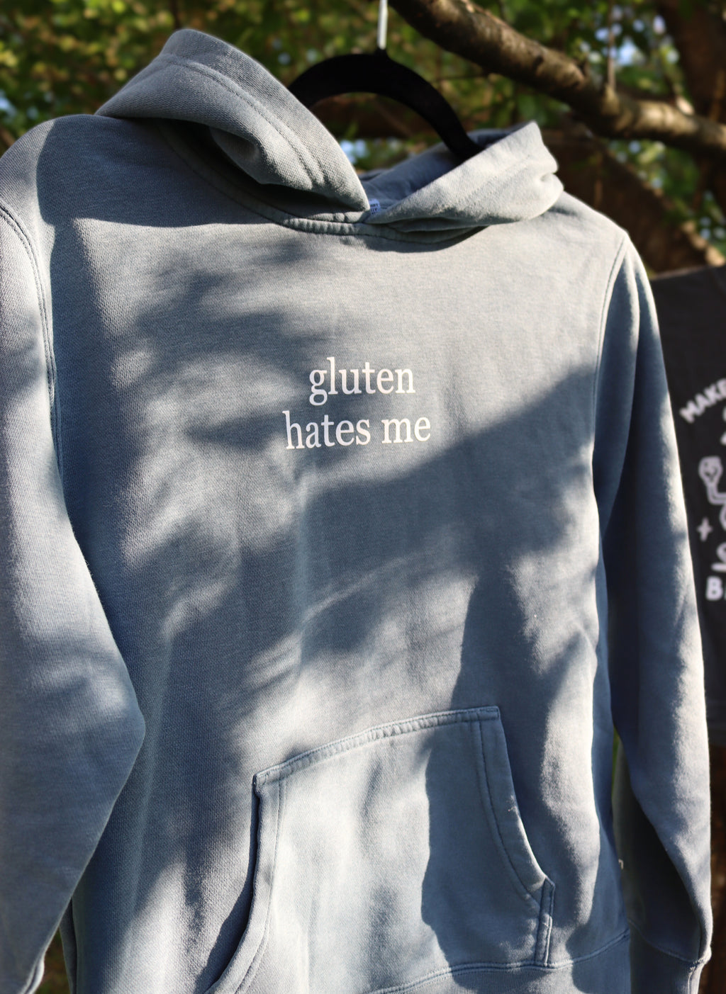 SALE YOUTH | "gluten hates me" hoodie - slate blue