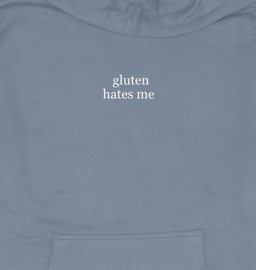 "gluten hates me" hoodie - slate blue