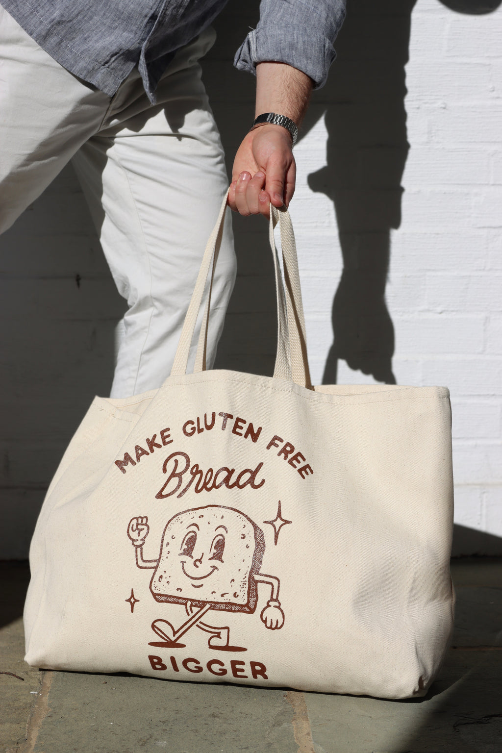 PRE-ORDER | "make gluten free bread bigger" tote - natural/brown