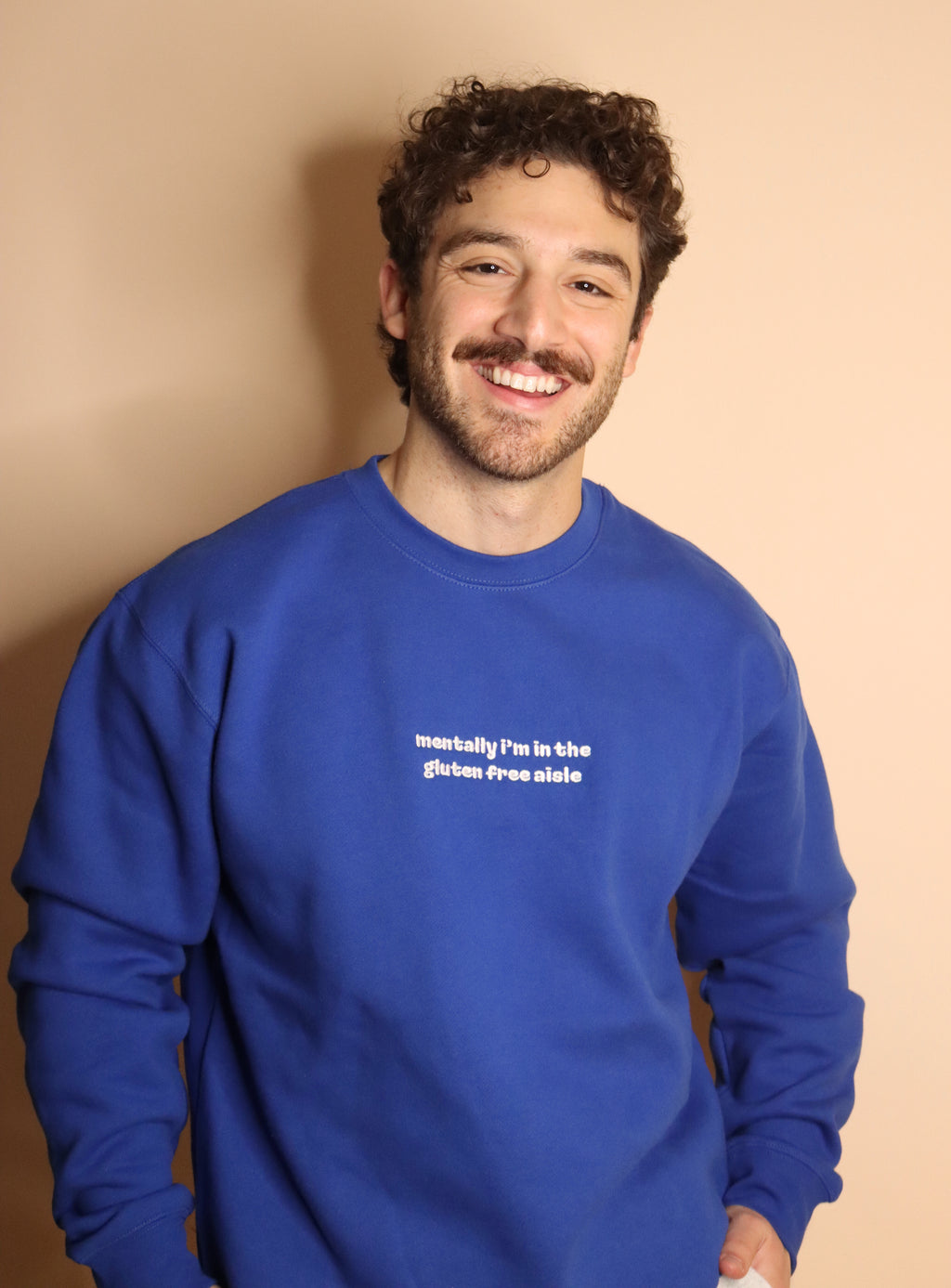 "mentally i’m in the gluten free aisle" crewneck - royal