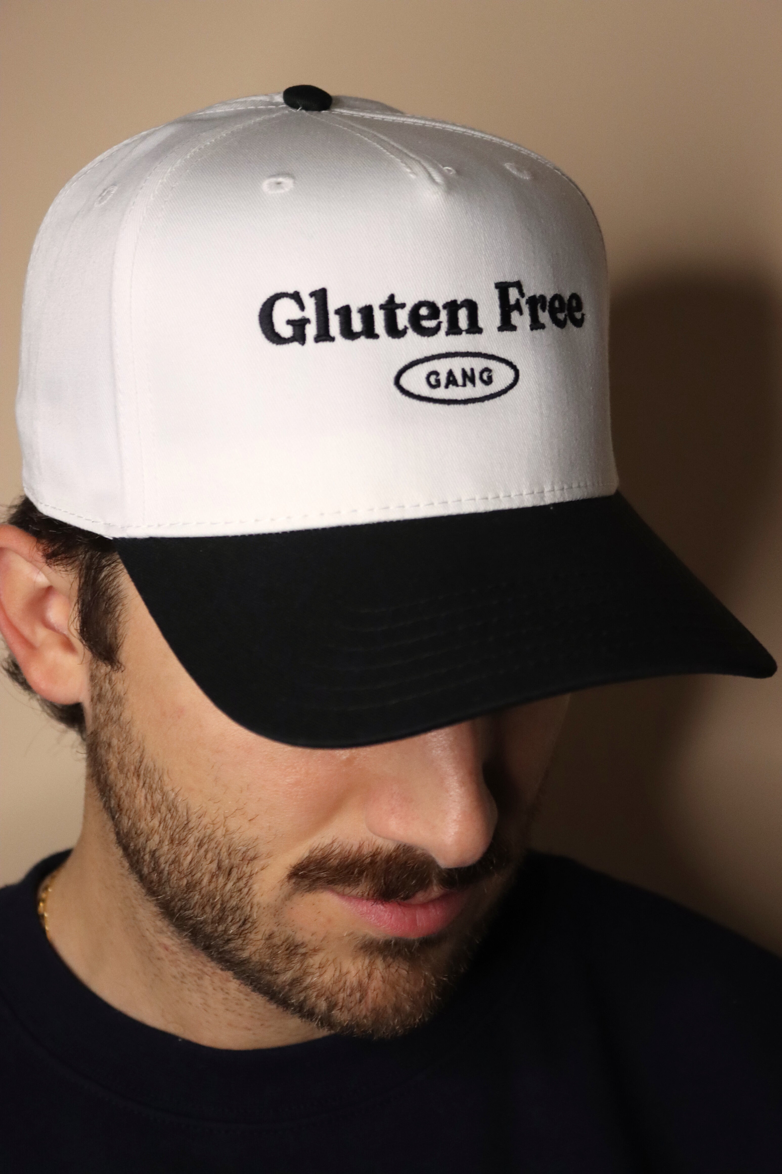 "gluten free gang" snapback hat - black/white