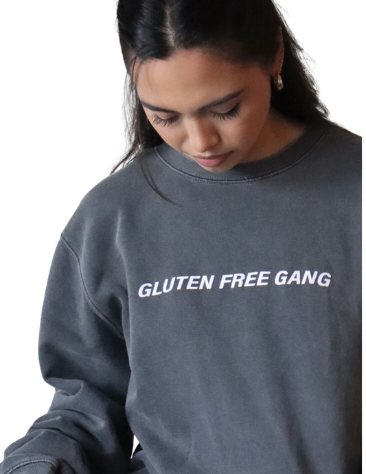 "Gluten Free Gang" Crewneck Sweatshirt (Pigment Black)