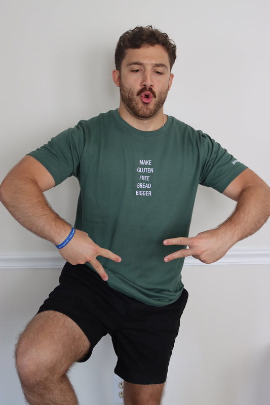 SALE | "make gluten free bread bigger" - short sleeve t-shirt (alpine green)