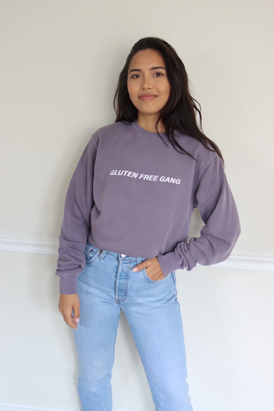 SALE | "gluten free gang" - crewneck (pigment plum)
