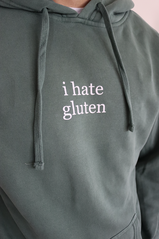 SALE | "i hate gluten" - hoodie (pigment alpine green)